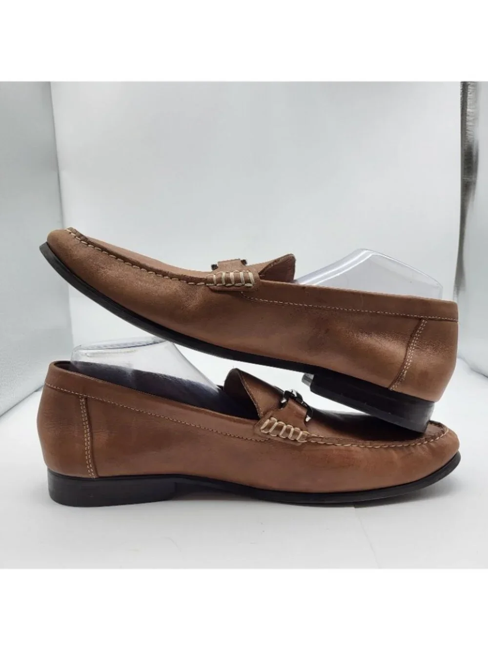 Donald J Pliner Niles Cognac Brown Leather Horsebit Slip On Loafers Men 13